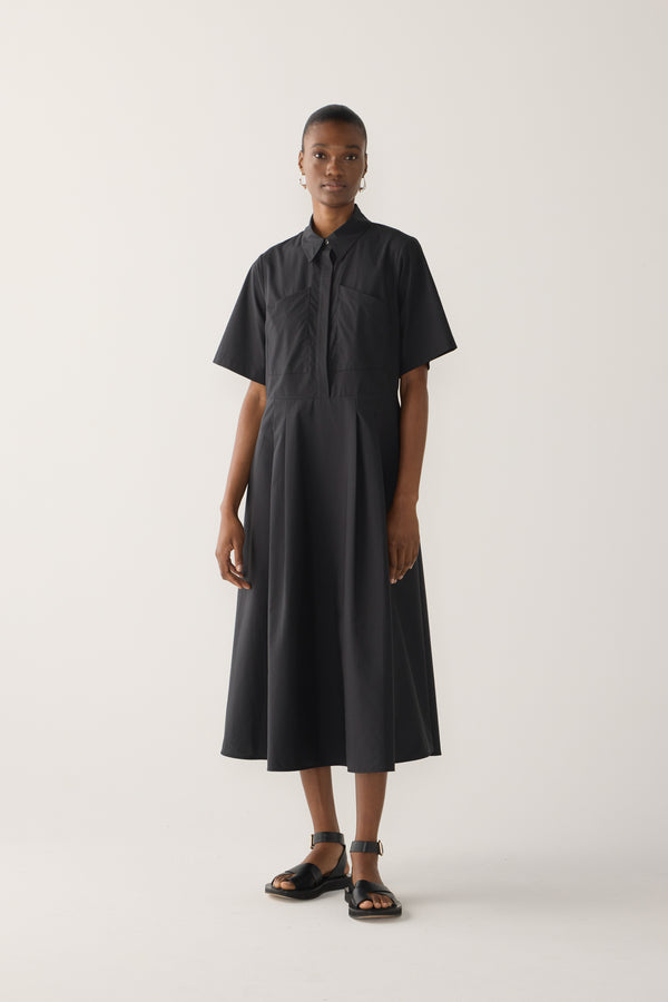 Calliope Dress | Black Cotton Tencel