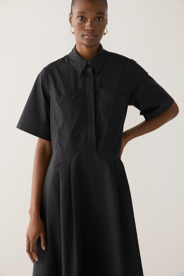 Calliope Dress | Black Cotton Tencel