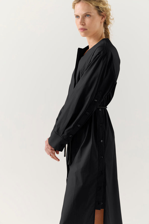 Celine Dress | Black Poplin
