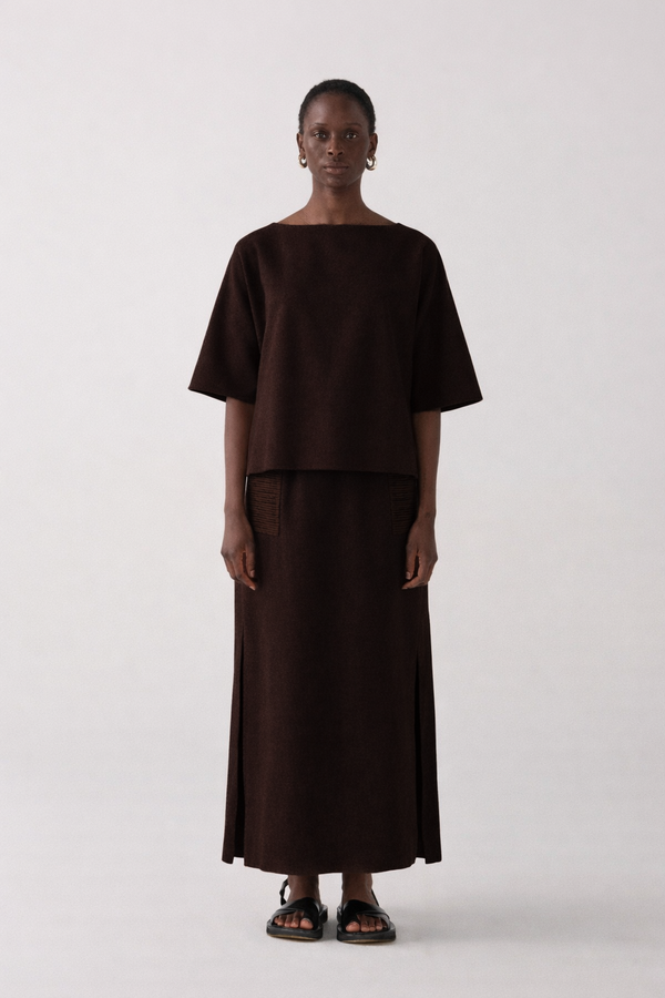 Aimee Top | Chocolate Wool Blend