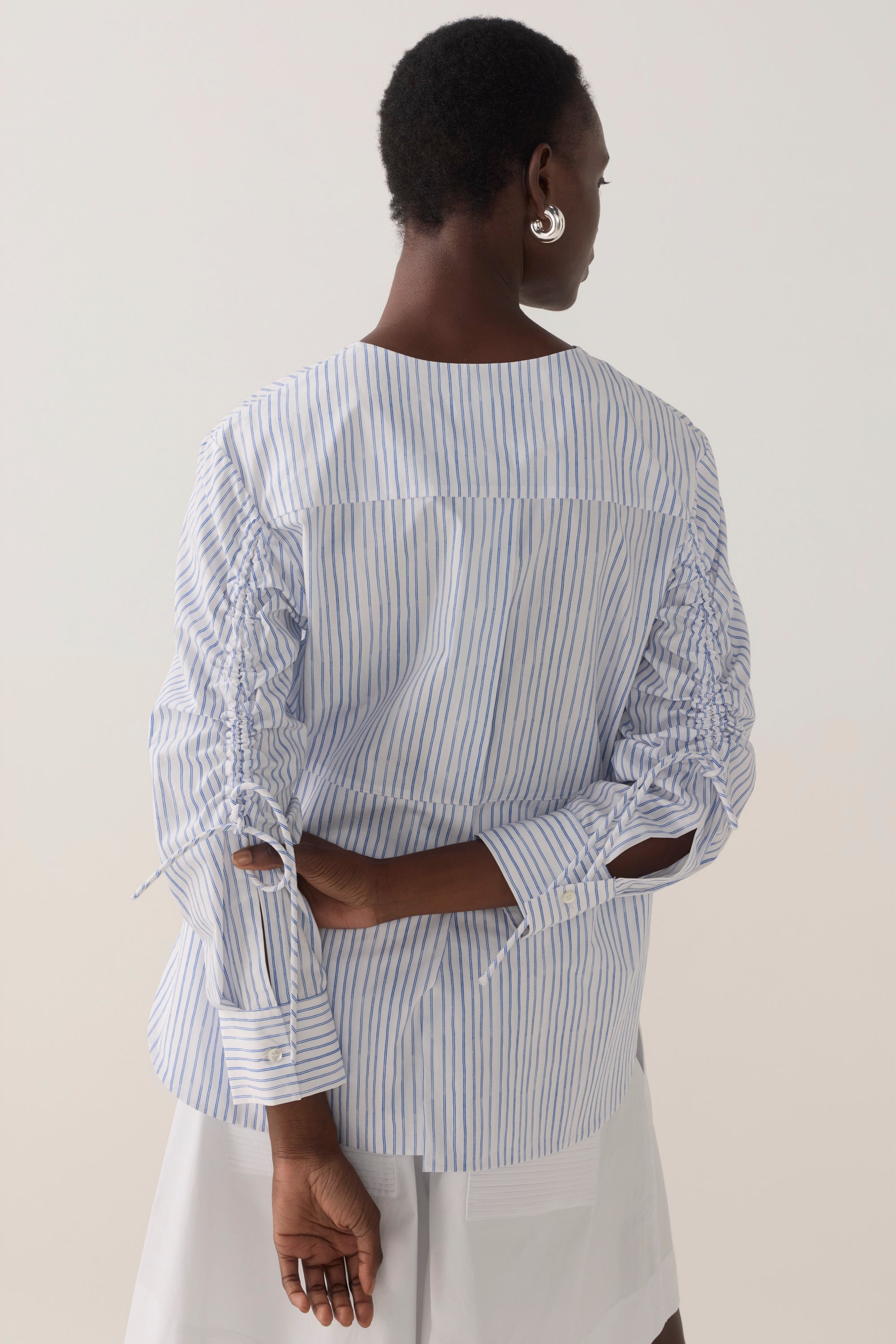 Clarissa Shirt | Blue Double Stripe Poplin