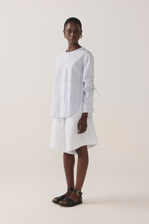 Clarissa Shirt | Blue Double Stripe Poplin