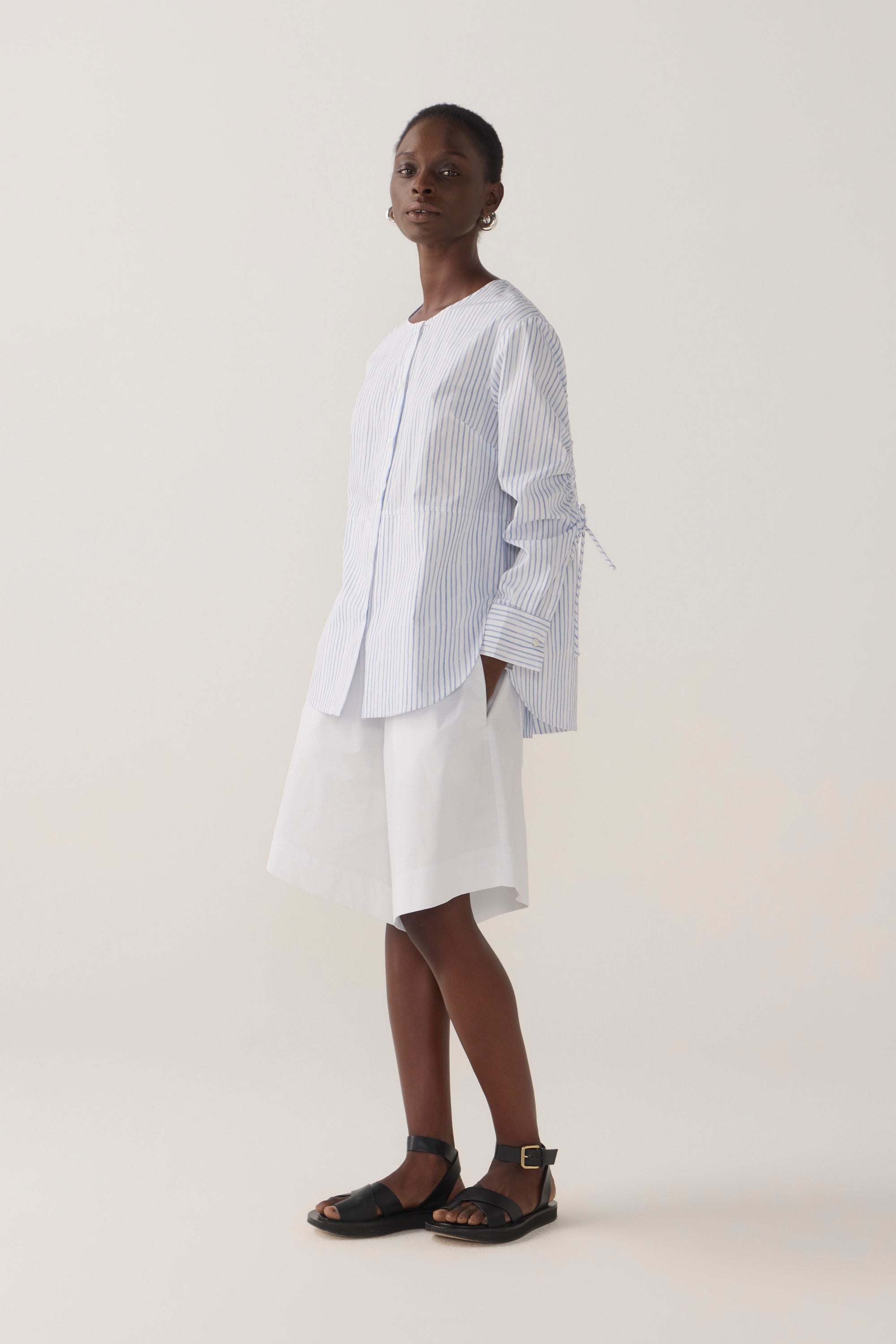 Clarissa Shirt | Blue Double Stripe Poplin