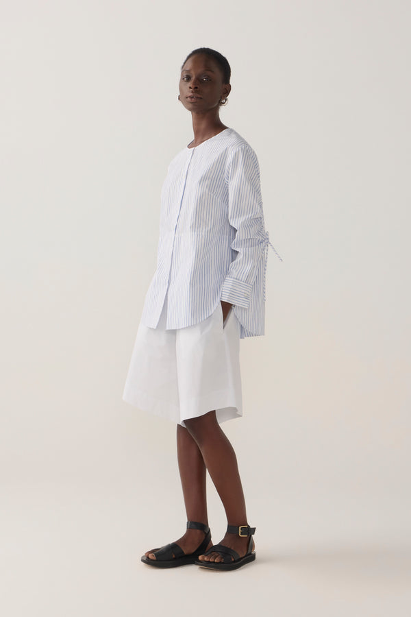 Clarissa Shirt | Blue Double Stripe Poplin