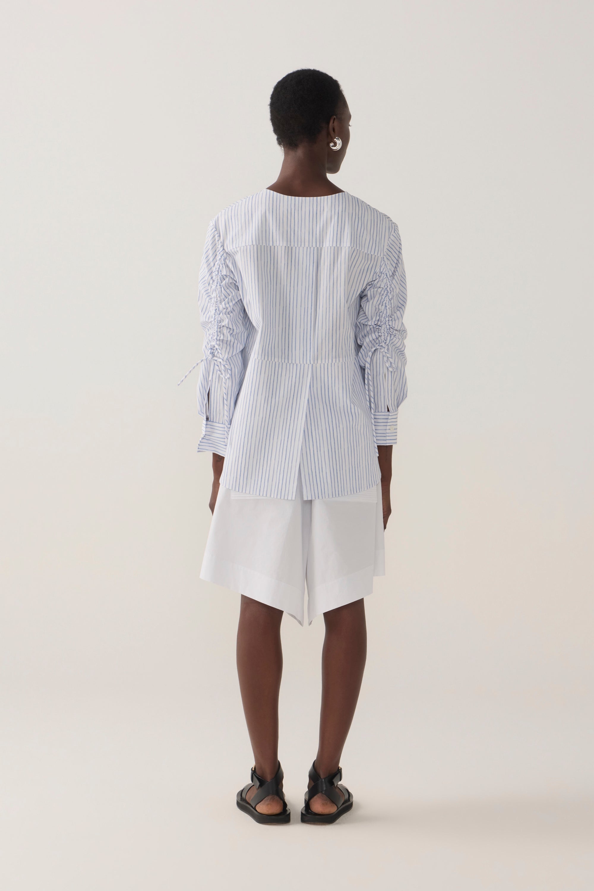 Clarissa Shirt | Blue Double Stripe Poplin