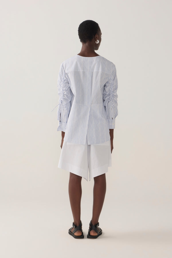Clarissa Shirt | Blue Double Stripe Poplin