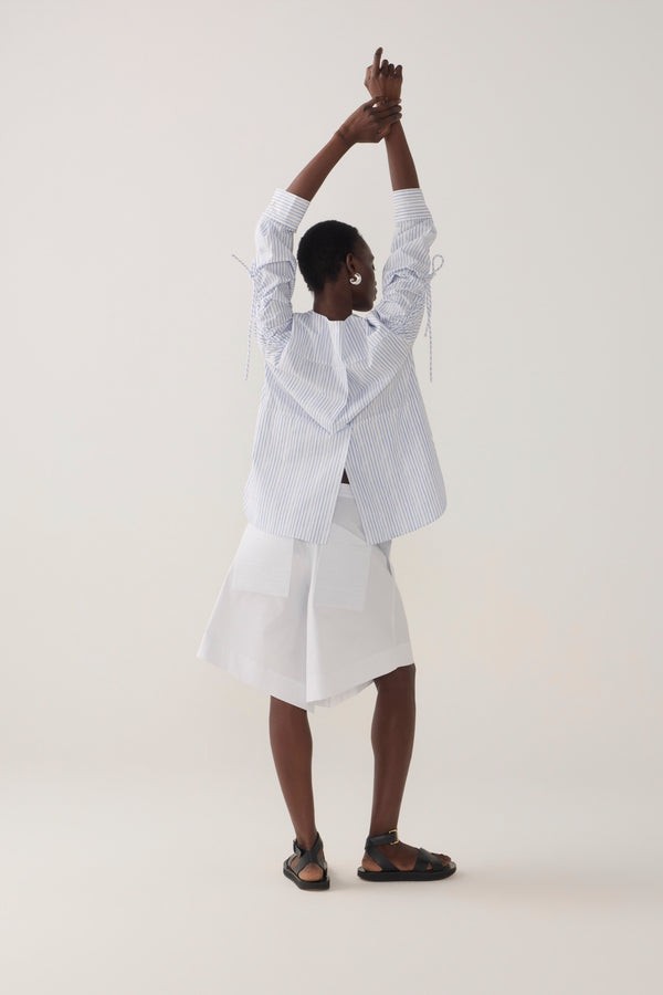 Clarissa Shirt | Blue Double Stripe Poplin