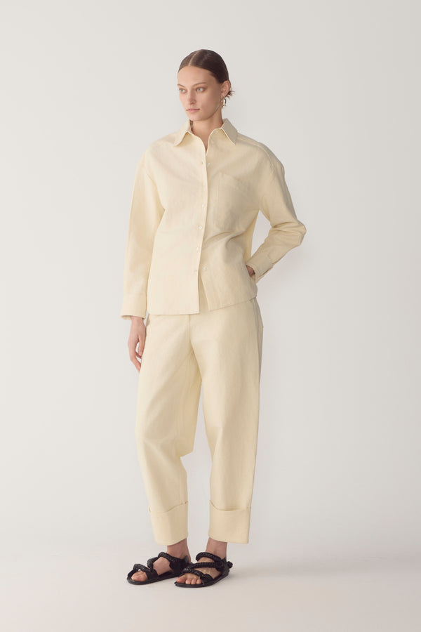 Andrea Shirt | Bone Cotton Linen