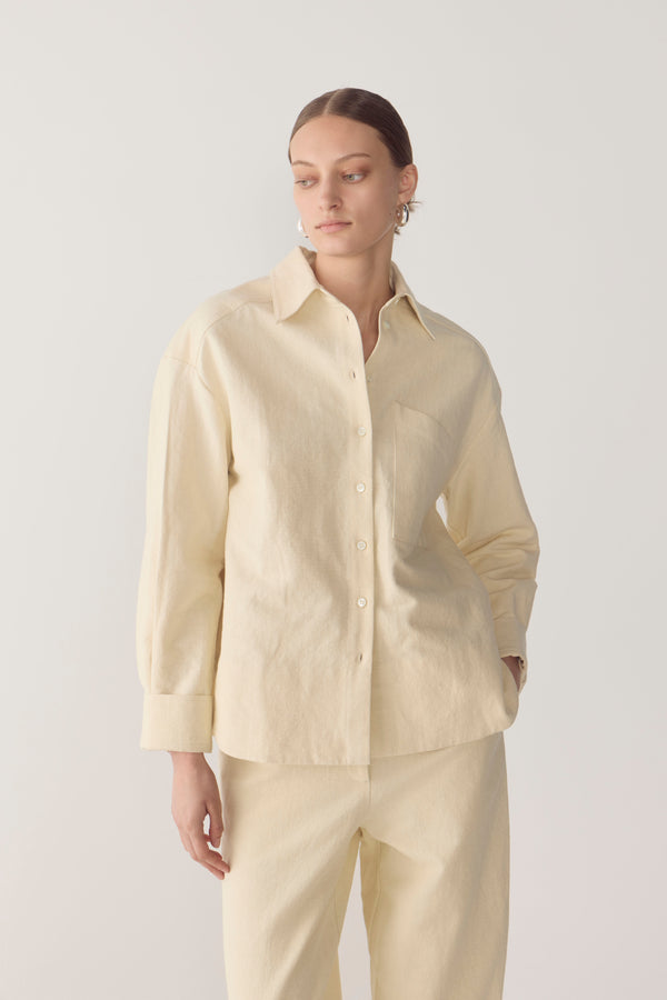 Andrea Shirt | Bone Cotton Linen