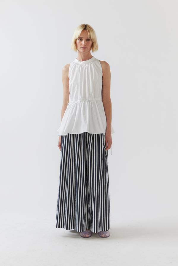 Brittany Skirt | Navy Stripe Poplin