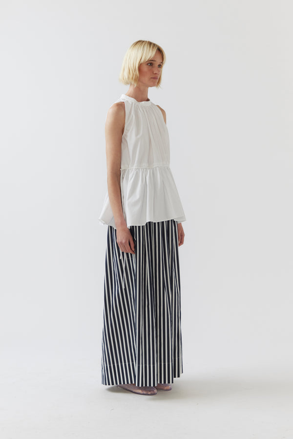 Brittany Skirt | Navy Stripe Poplin