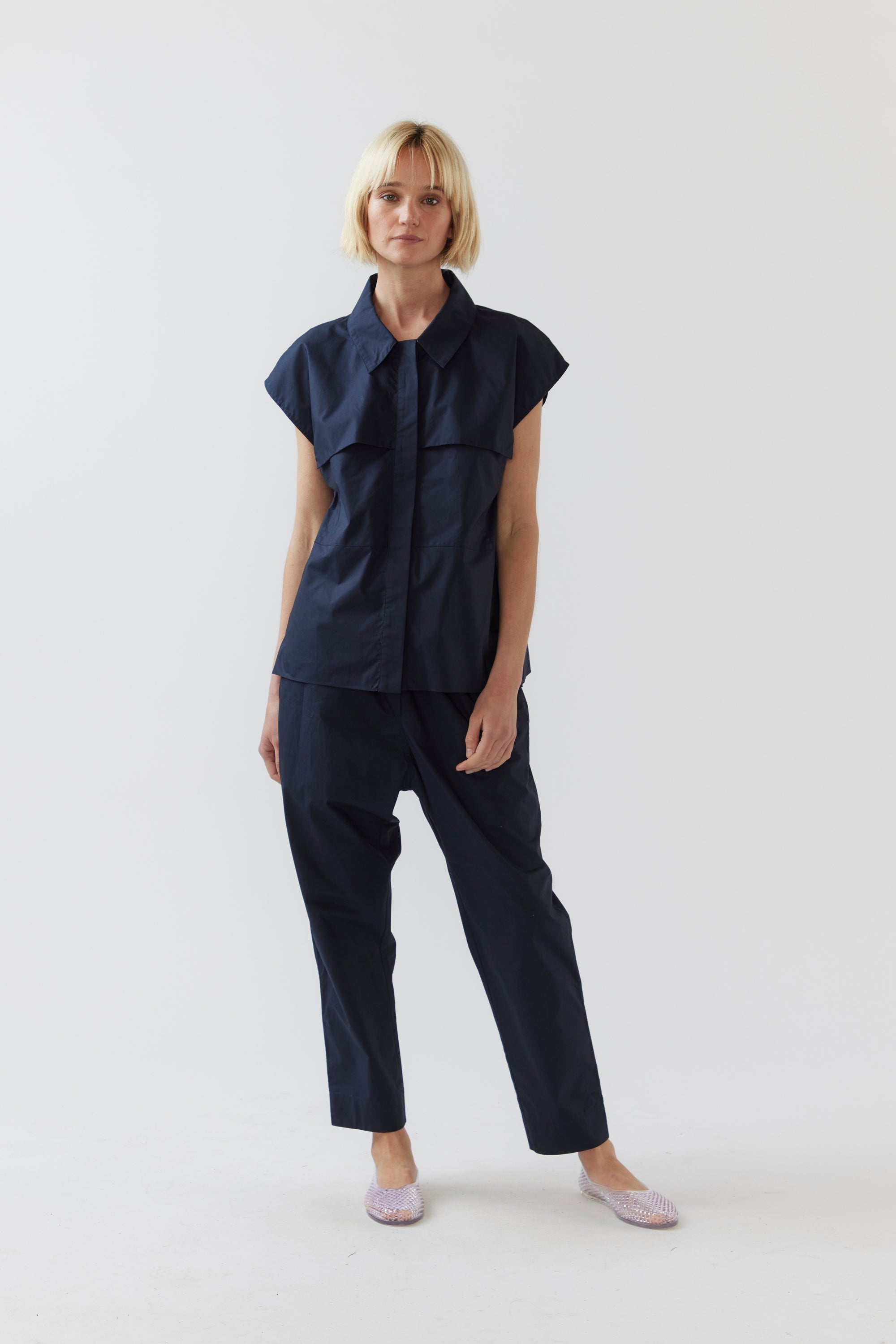 Georgie Pant | Navy Poplin