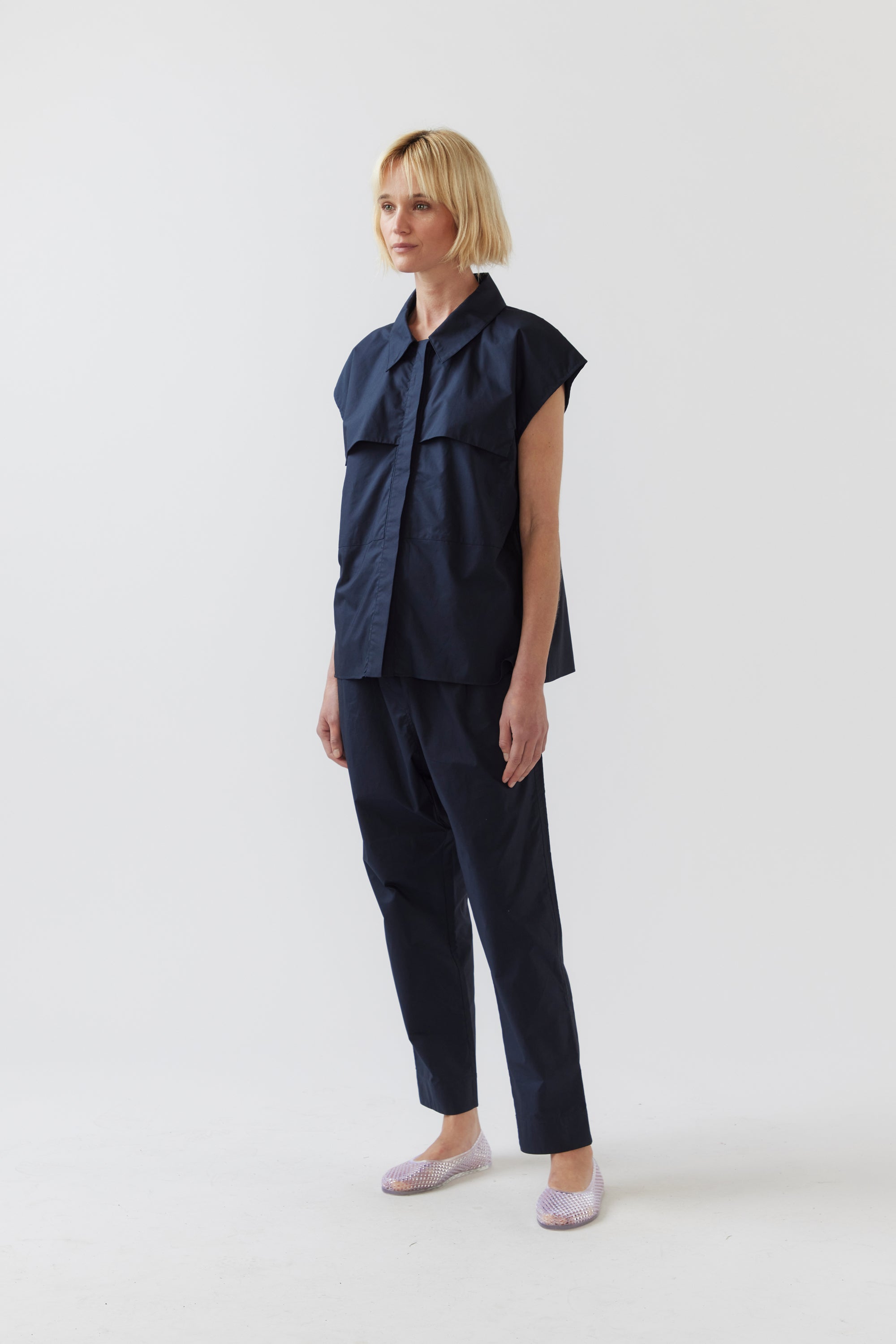 Georgie Pant | Navy Poplin