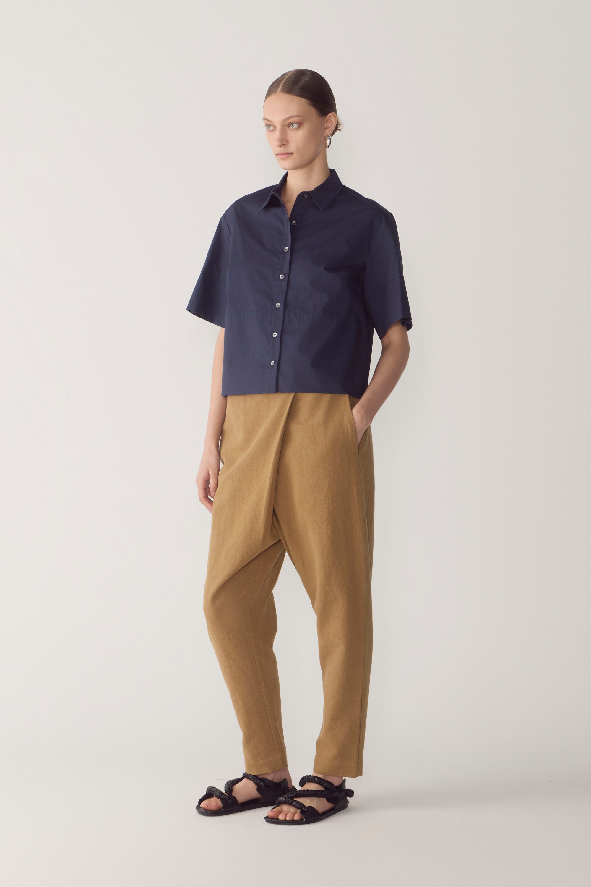 Zalia Shirt | Navy Poplin