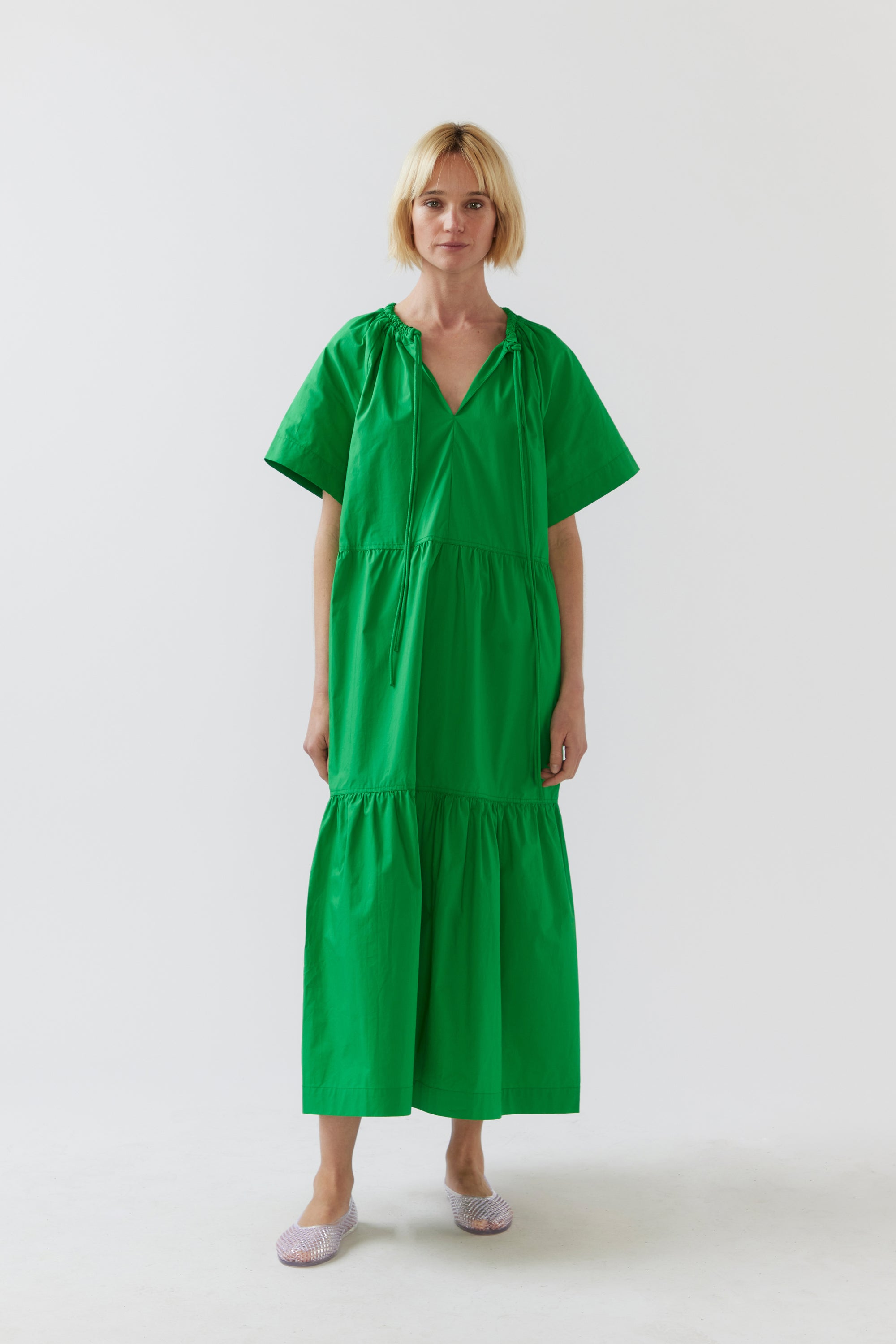 Delia Dress | Apple Green Poplin