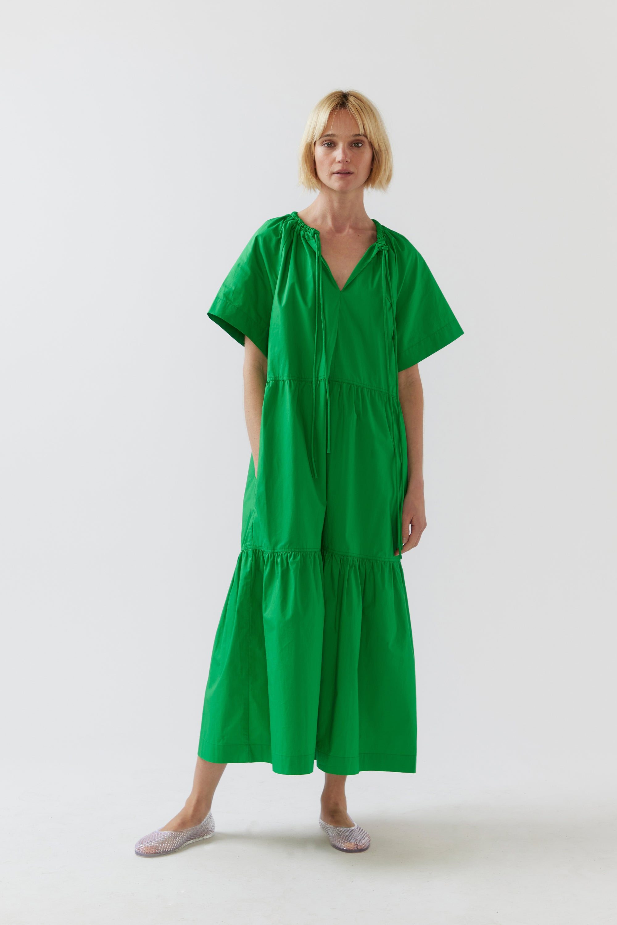 Delia Dress | Apple Green Poplin