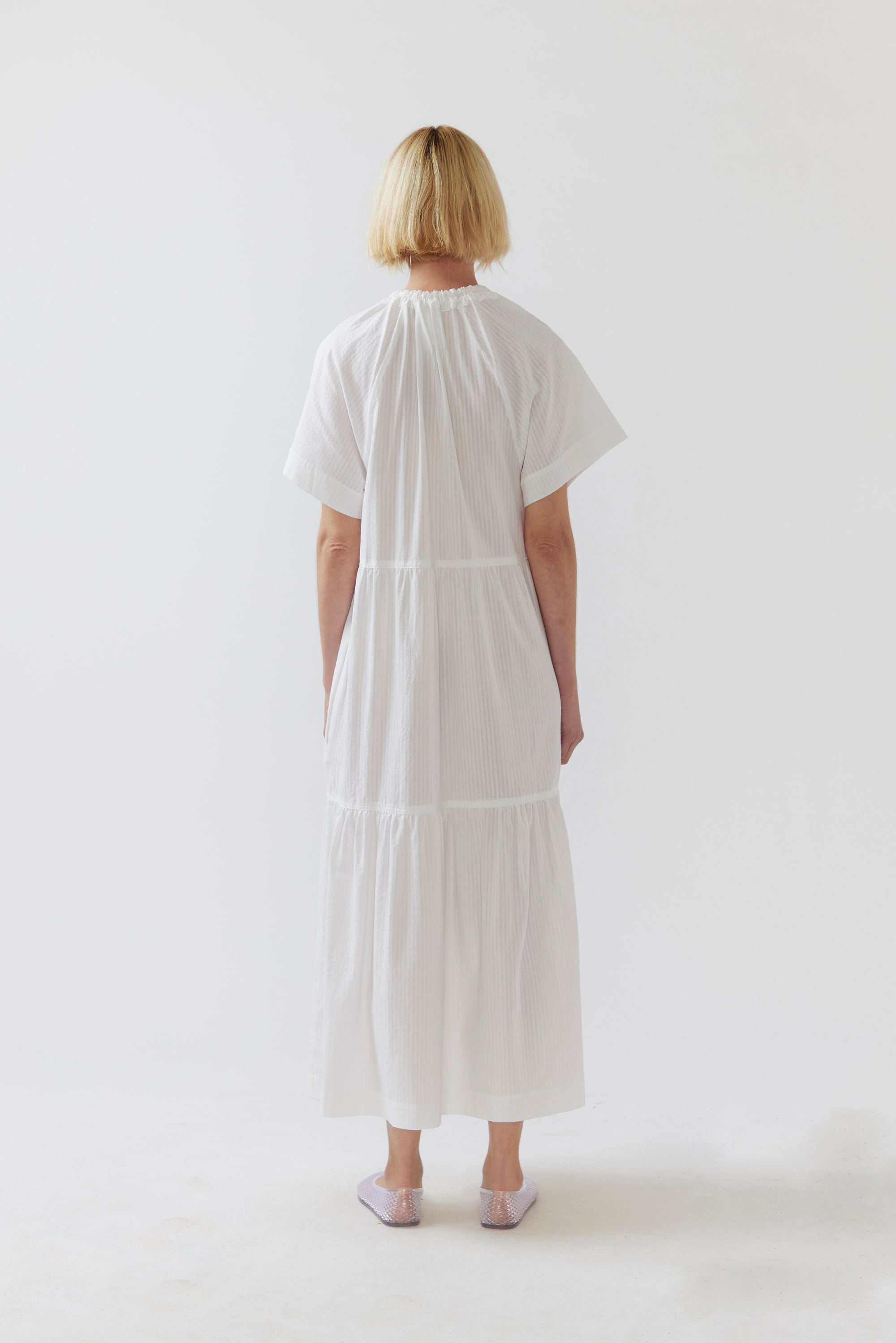 Delia Dress | White Seersucker