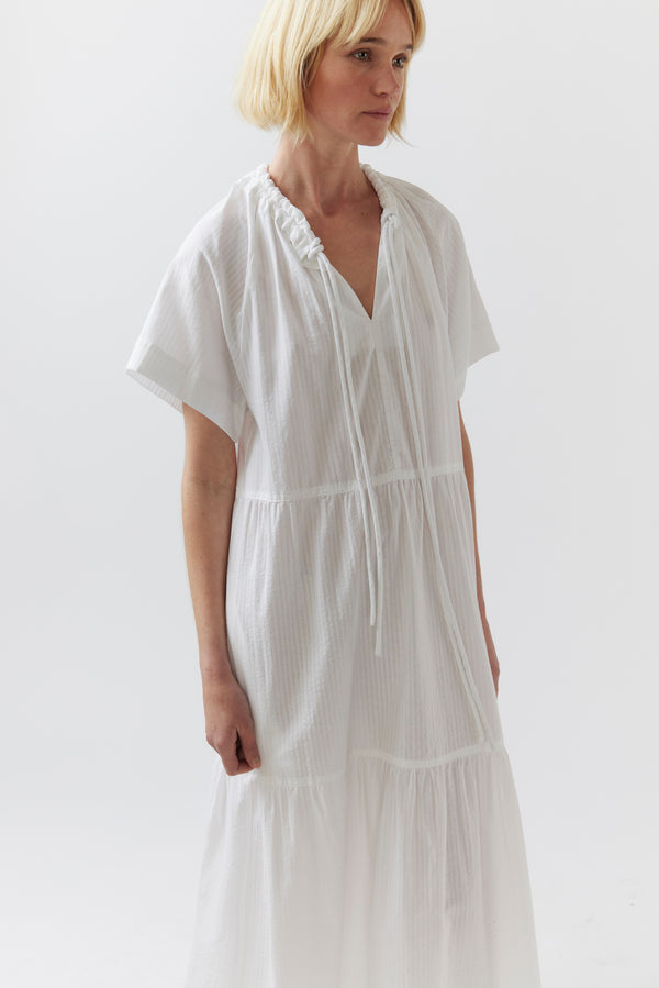 Delia Dress | White Seersucker