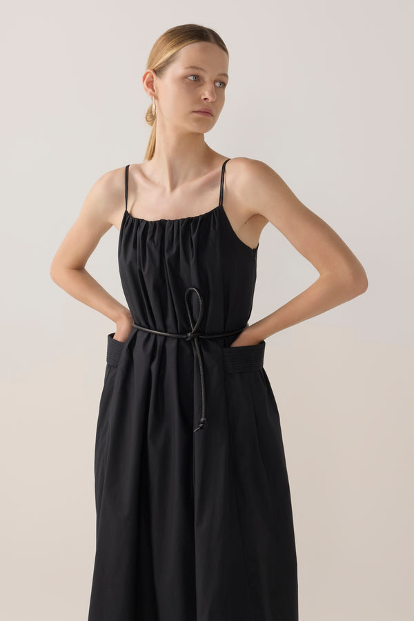 Delphine Dress | Black Cotton Tencel
