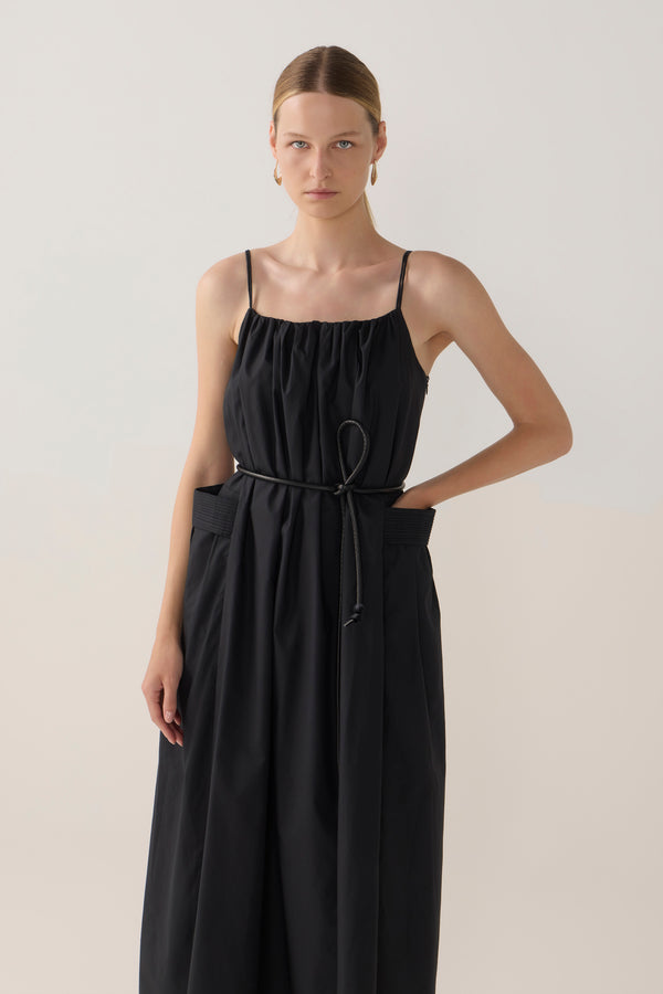 Delphine Dress | Black Cotton Tencel