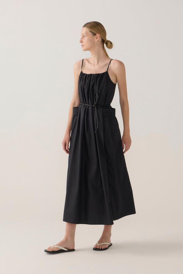 Delphine Dress | Black Cotton Tencel