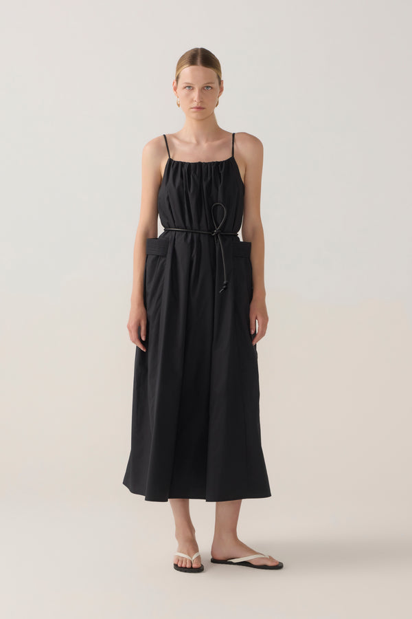 Delphine Dress | Black Cotton Tencel