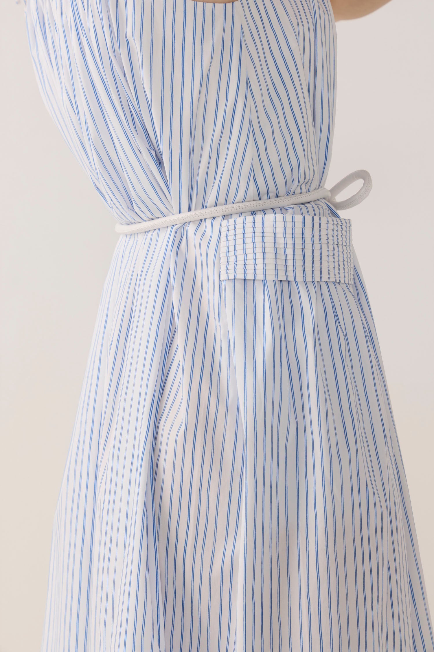 Delphine Dress | Blue Double Stripe Poplin