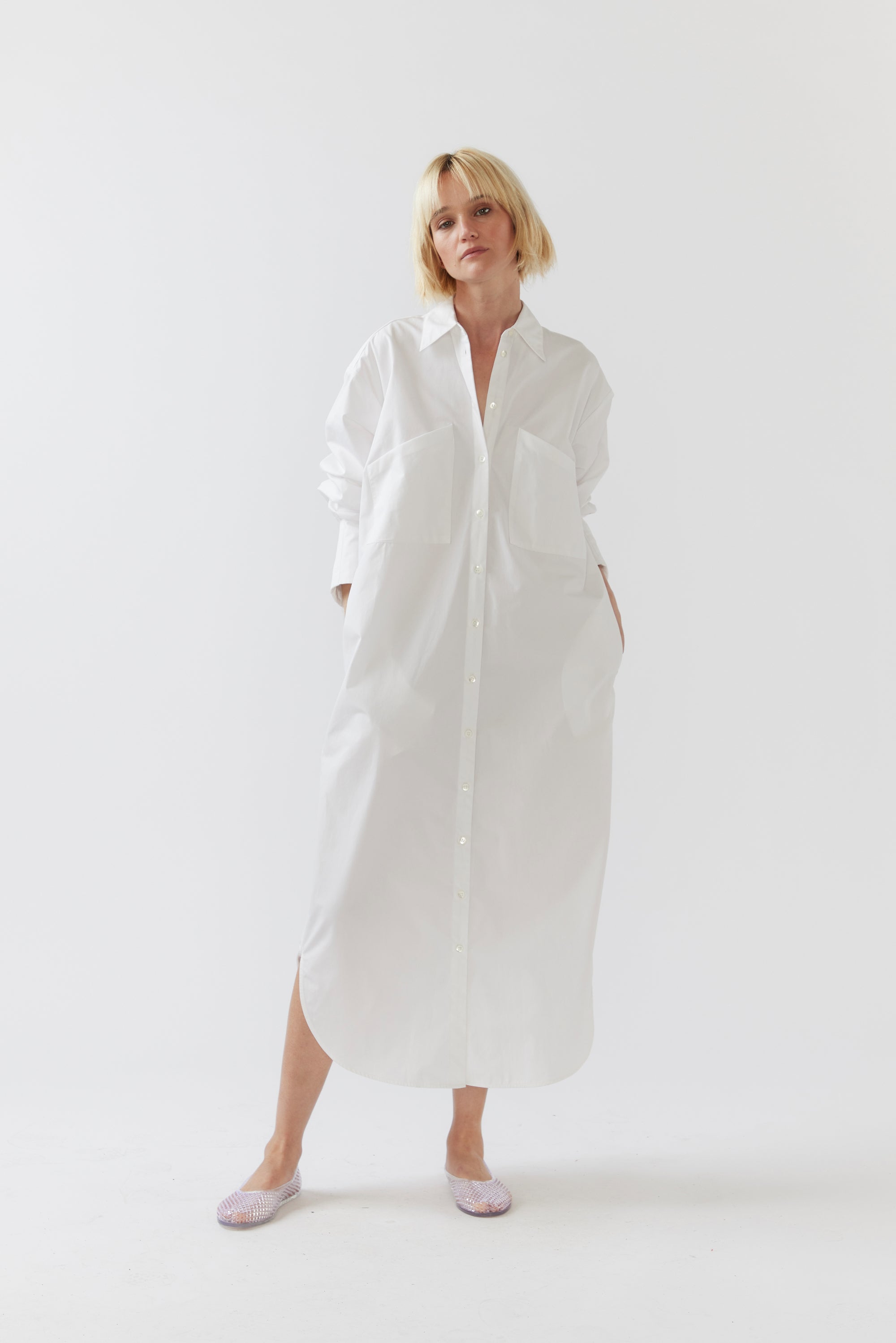 Demi Dress | White Poplin