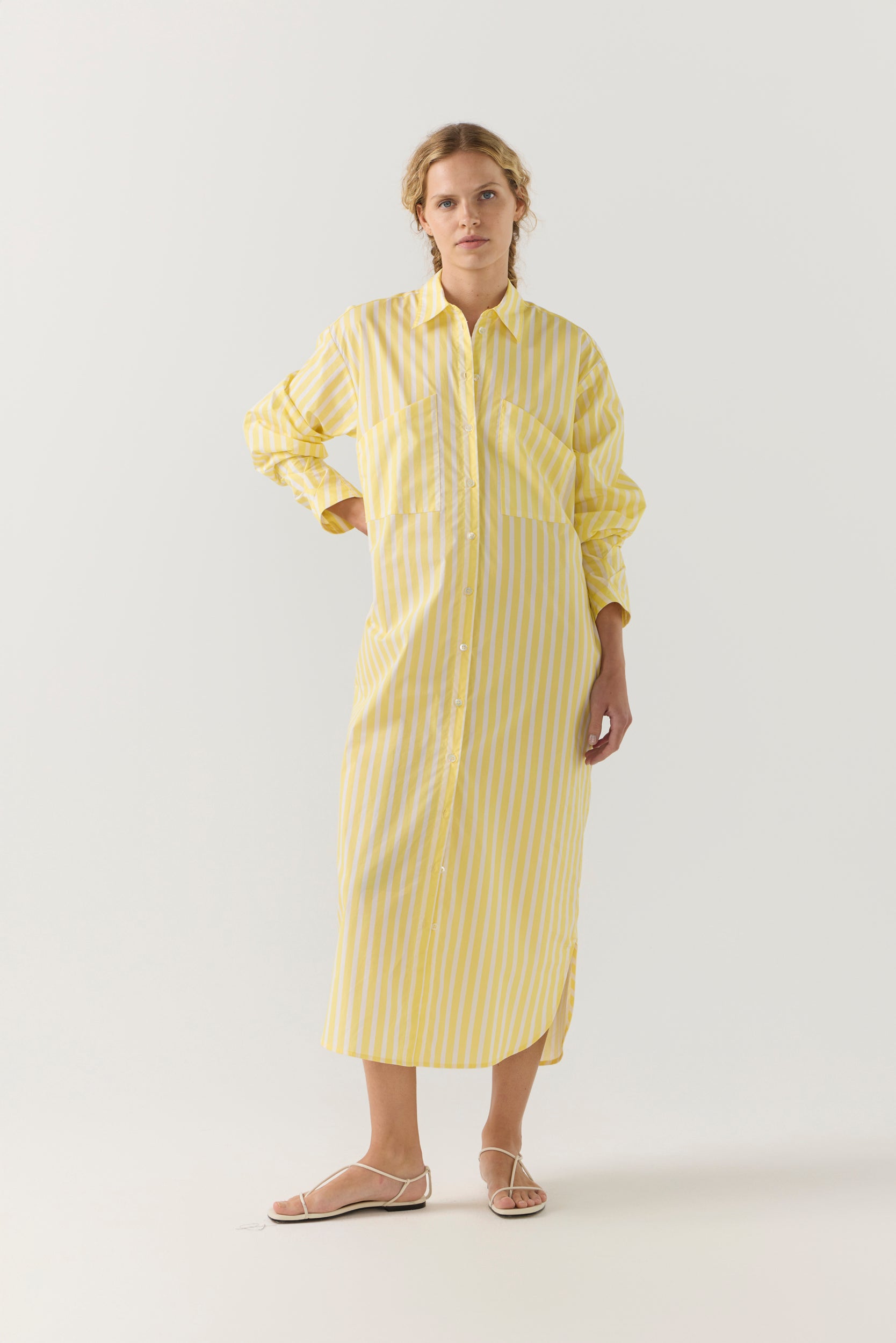 Dolly Dress | Lemon Stripe Poplin