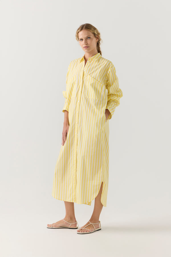 Dolly Dress | Lemon Stripe Poplin
