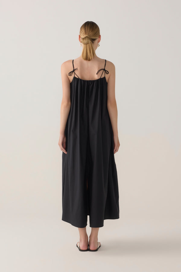 Delphine Dress | Black Cotton Tencel