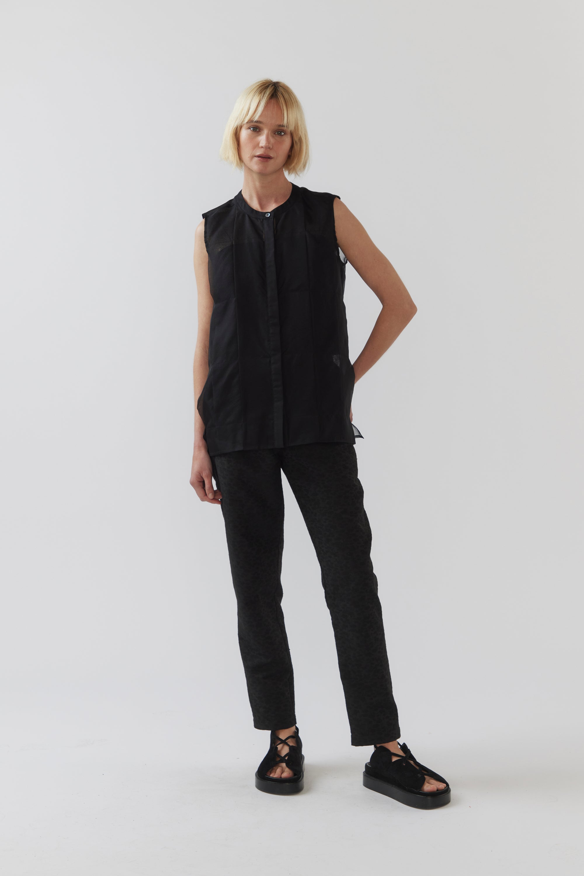 Elke Top | Black Silk Organza