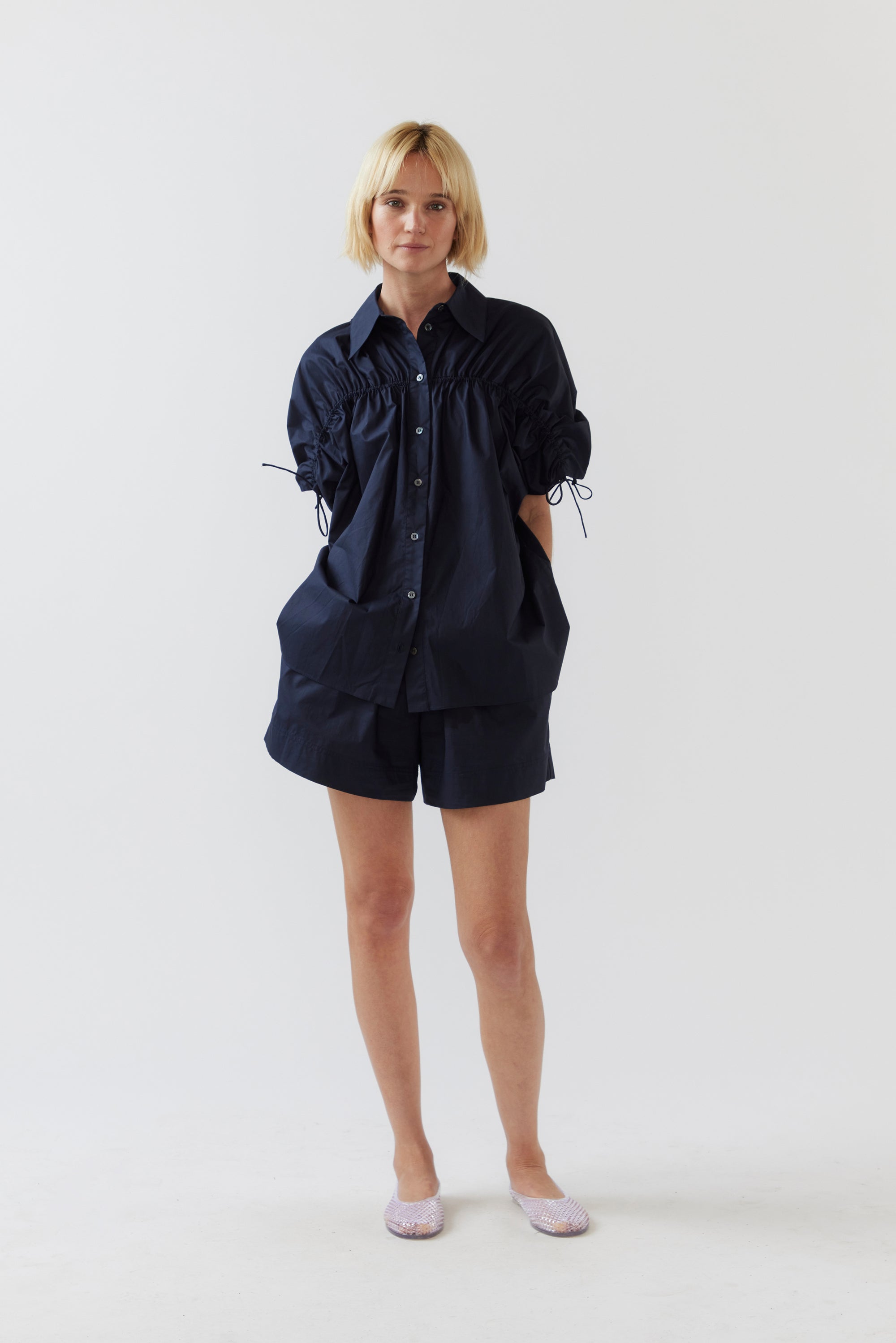 Lena Short | Navy Poplin