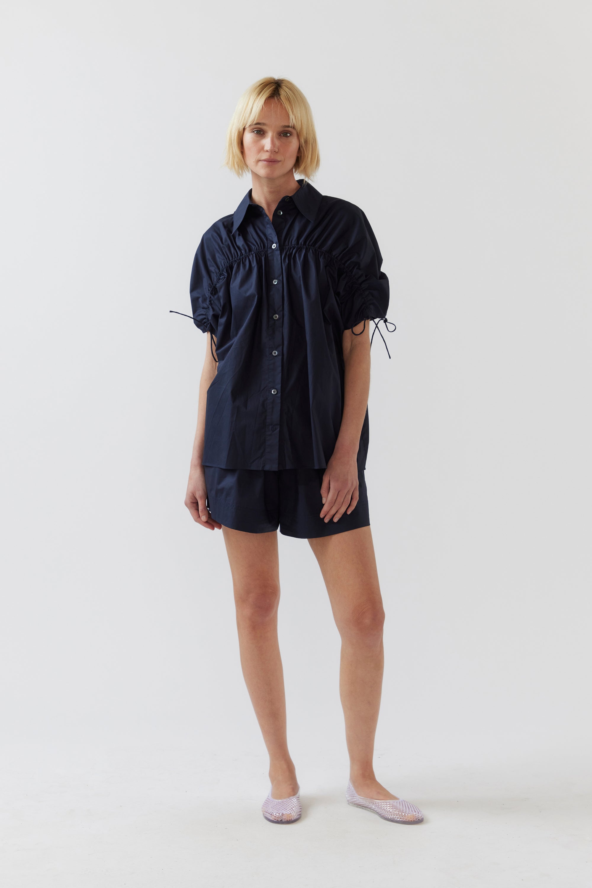 Lena Short | Navy Poplin