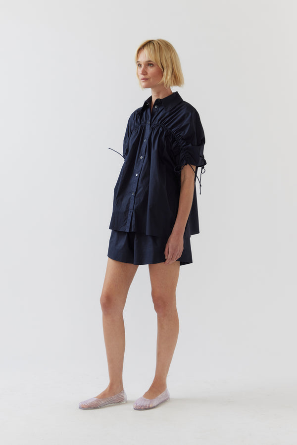 Lena Short | Navy Poplin