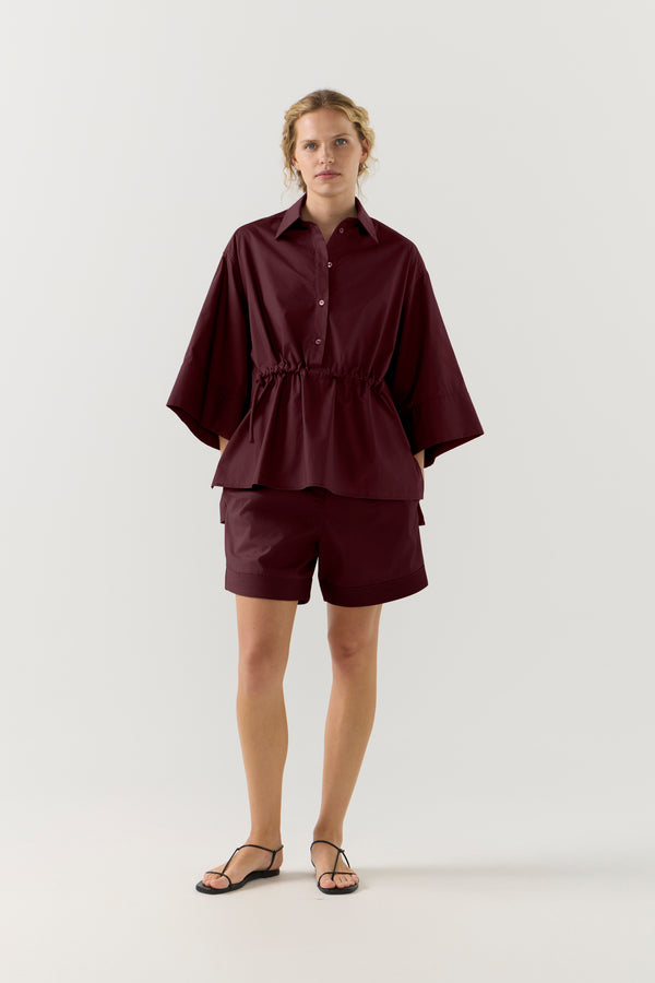 Emily Shirt | Burgundy Poplin