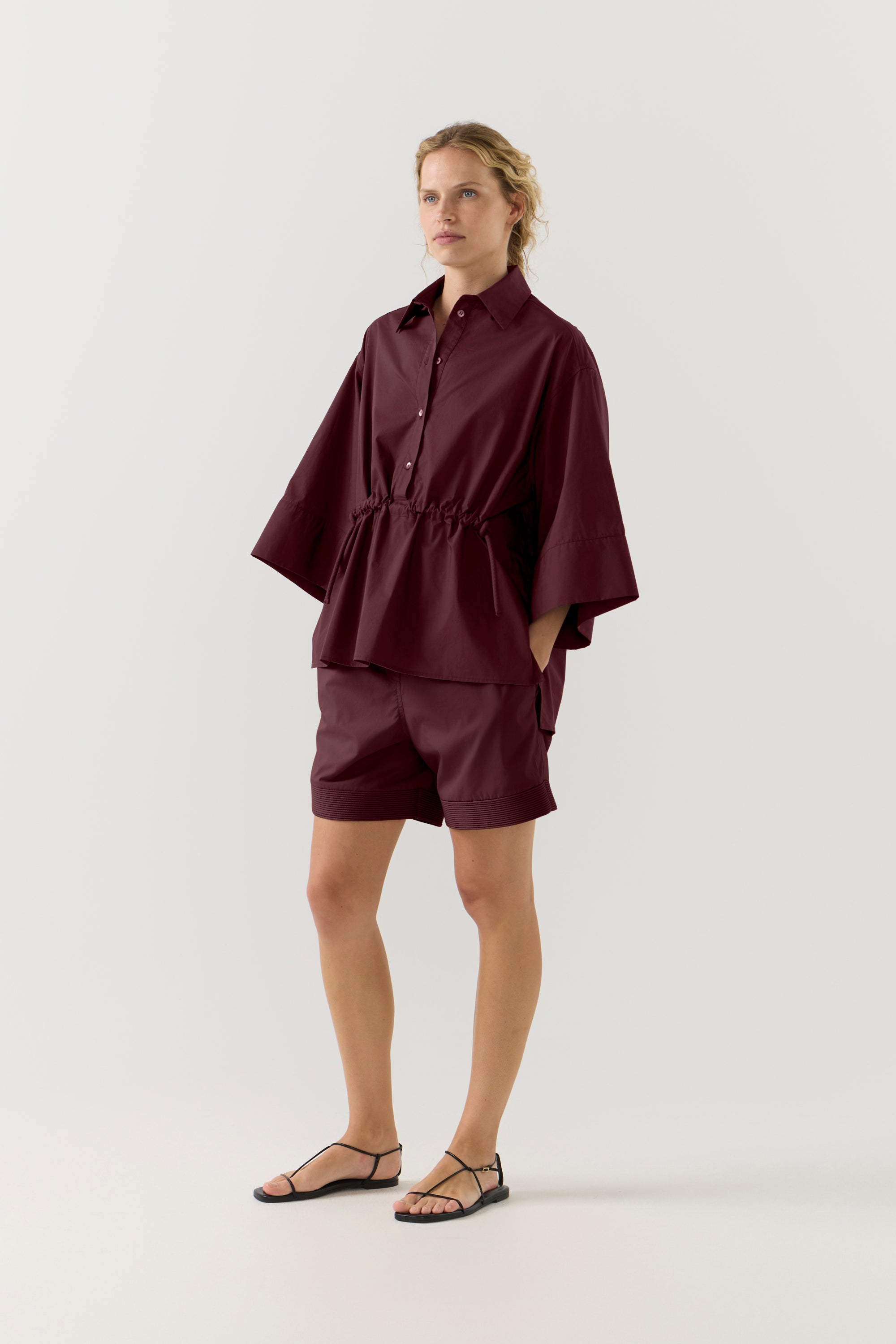 Emily Shirt | Burgundy Poplin