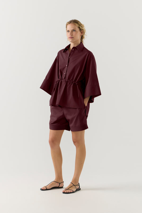 Emily Shirt | Burgundy Poplin