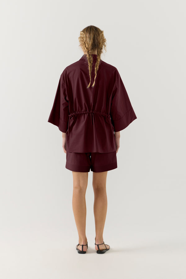 Emily Shirt | Burgundy Poplin