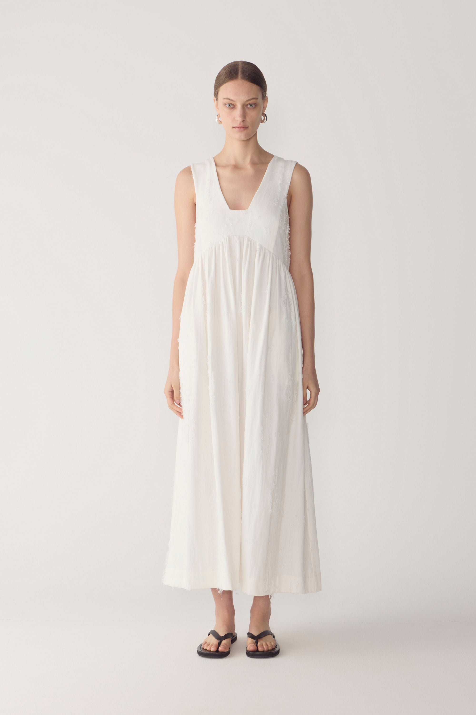 Ennie Dress | White Freyed Jacquard