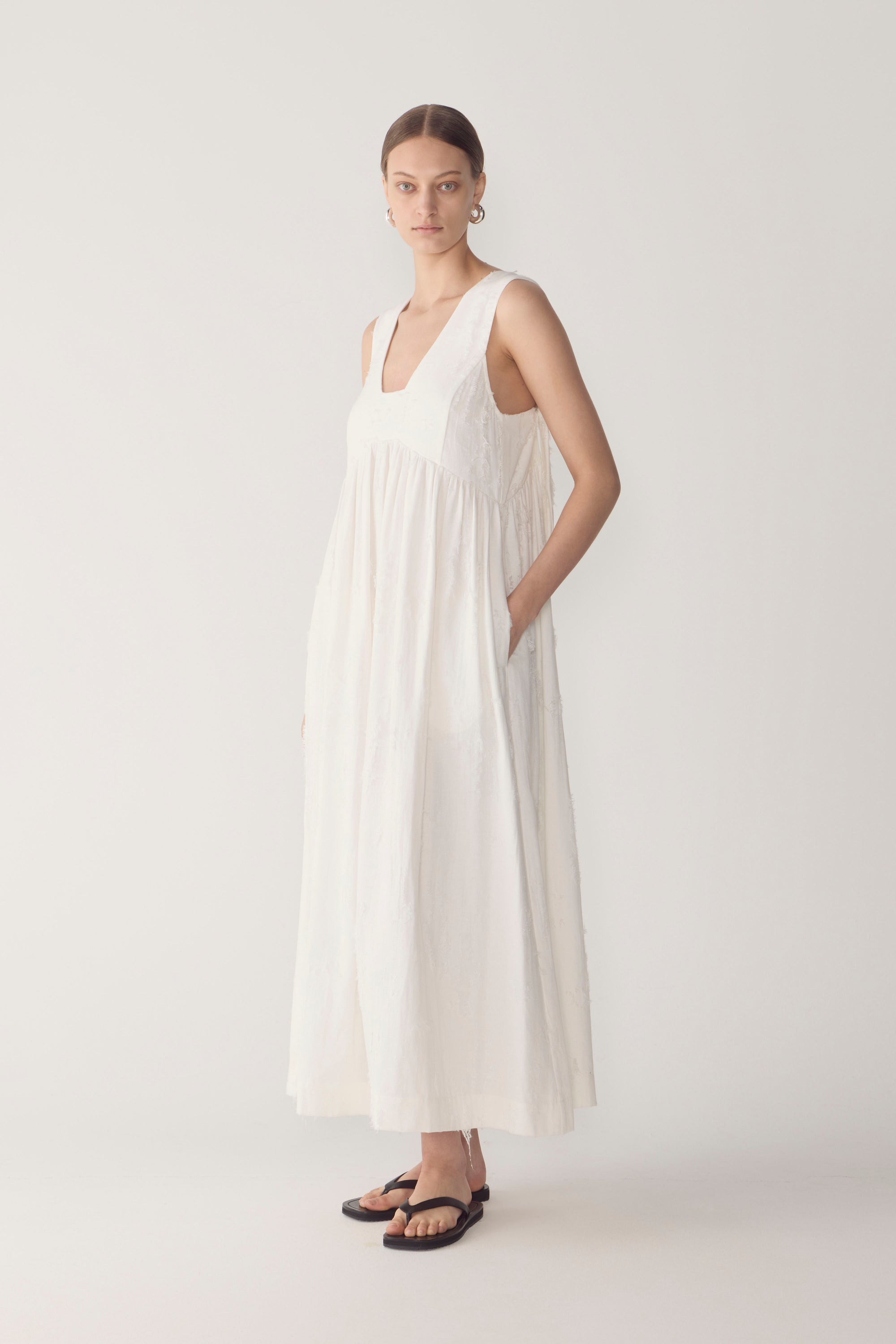Ennie Dress | White Freyed Jacquard