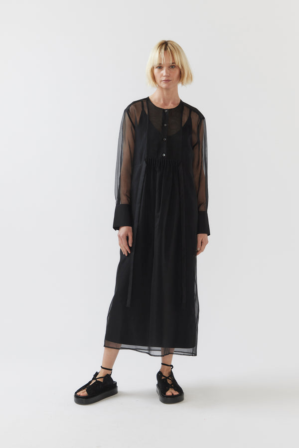 Estelle Dress | Black Silk Organza