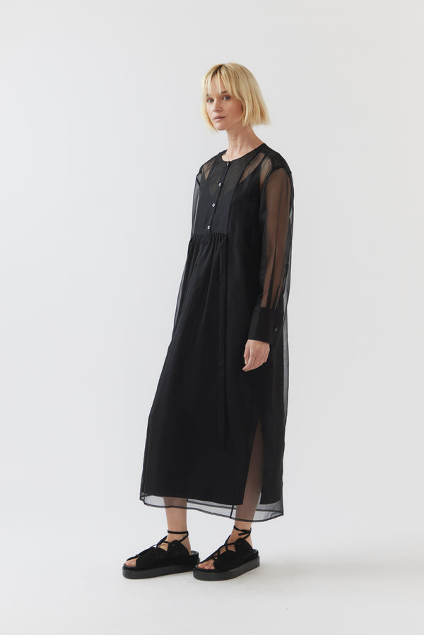 Estelle Dress | Black Silk Organza