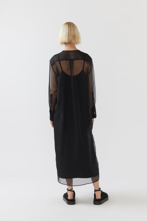 Estelle Dress | Black Silk Organza