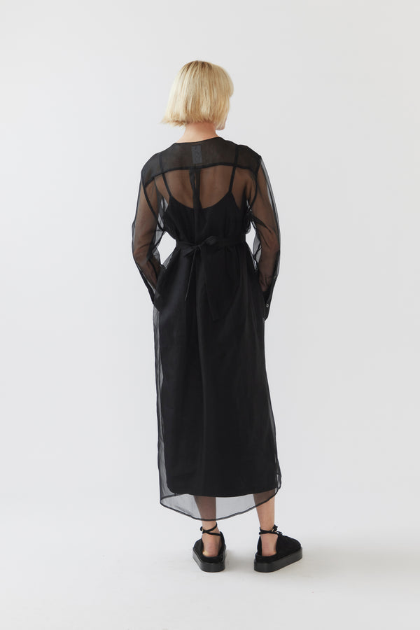 Estelle Dress | Black Silk Organza