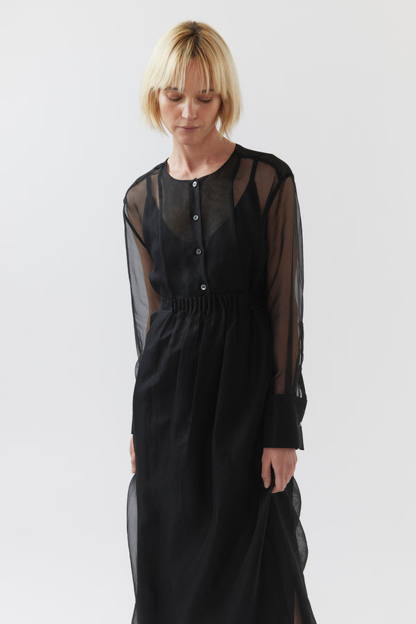 Estelle Dress | Black Silk Organza