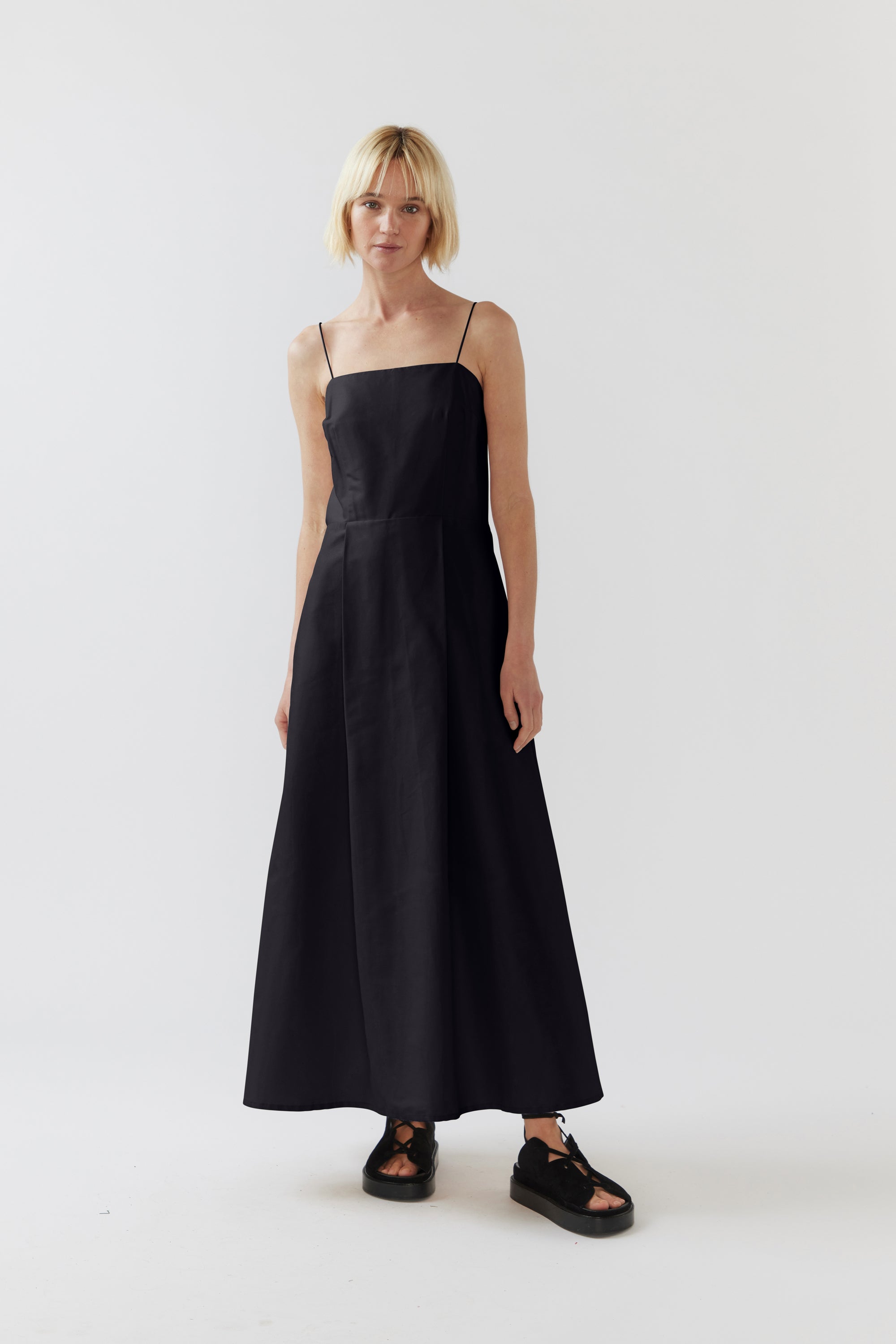 Fleur Dress | Black Silk Cotton