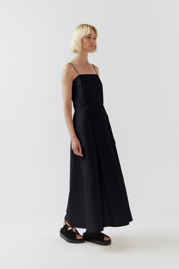 Fleur Dress | Black Silk Cotton