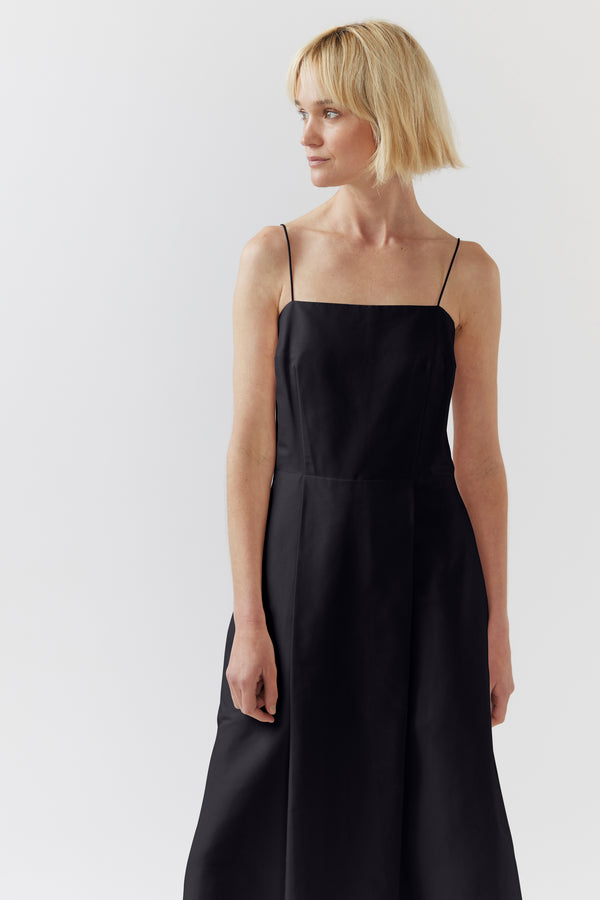 Fleur Dress | Black Silk Cotton