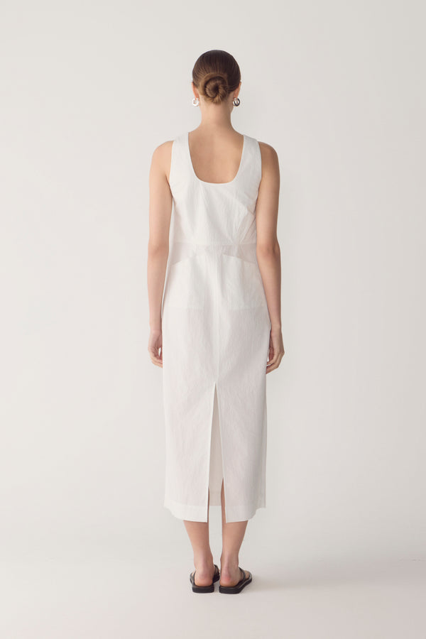 Floss Dress | White Pinstripe Poplin